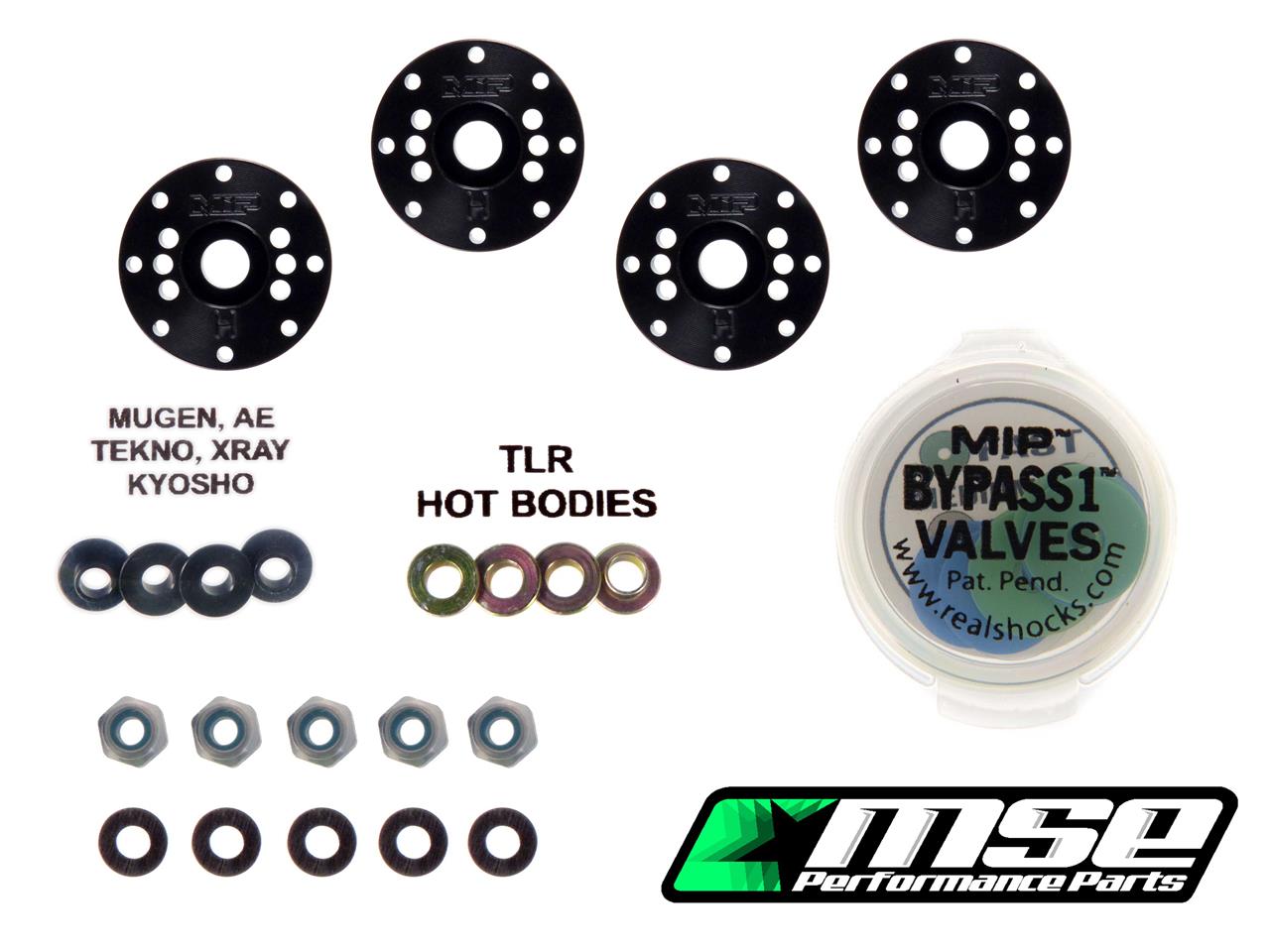 MIP Bypass1 Hi-Flow Pistons, 8-Hole x 1.2mm Set, 16mm, 1/8th Scale